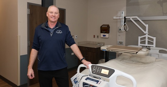 Originally from Hyannis, Robert Dyer accepted a position at Cozad Community Health System after completing a clinical rotation there as a physical therapy student. Now, he serves as CEO. (Photo by Erika Pritchard, UNK Communications)